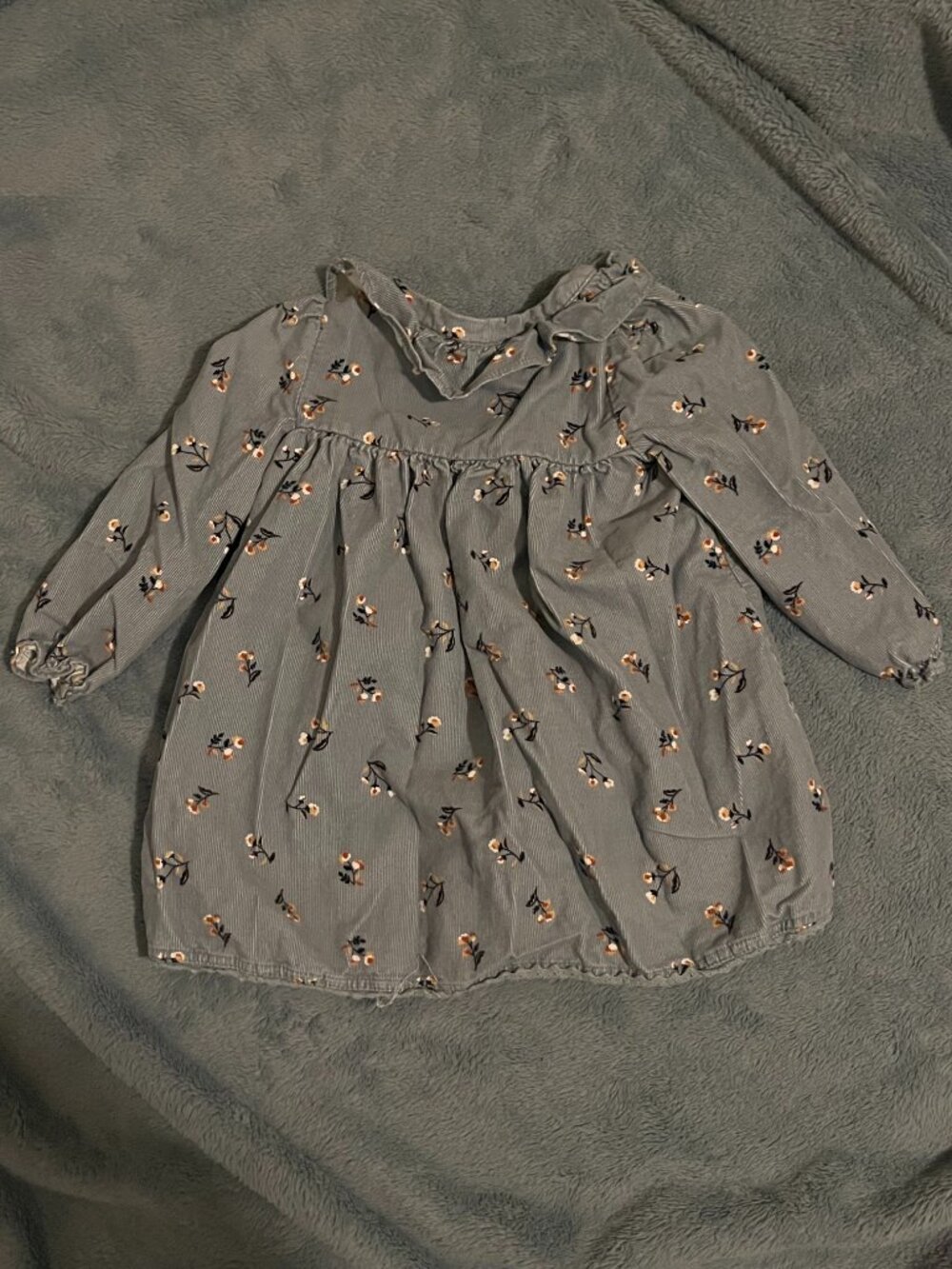 Cupcake and Cashmere Blue Floral Cotton Corduroy Dress 18m